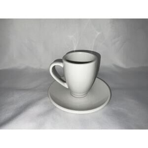 Coffee Bar by Konitz 2 Demitasse Espresso White Porcelain Cup & Saucer Set